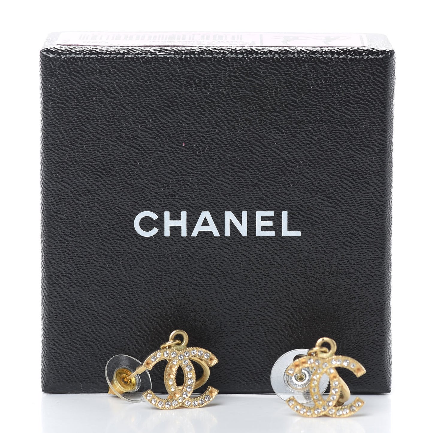 Crystal CC Drop Earrings Gold