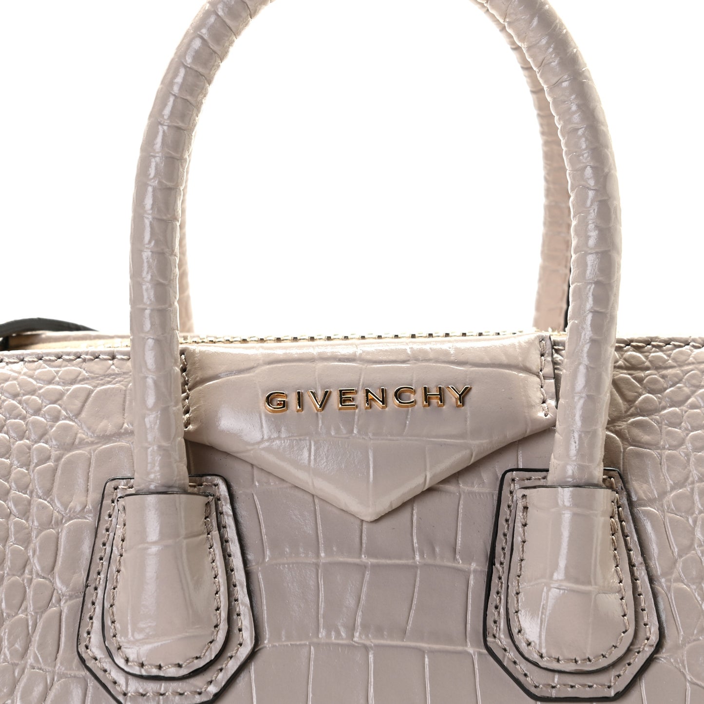 Calfskin Crocodile Embossed Mini Antigona Dune