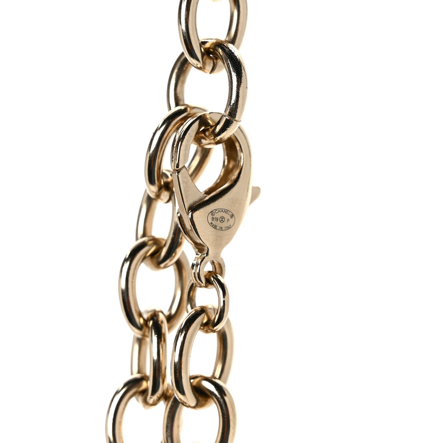 Chanel Metal Strass Crystal Logo Necklace Gold 4 of 5