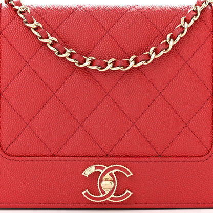 Chanel Caviar Quilted Vintage Mademoiselle Wallet On Chain WOC Red 9 of 11