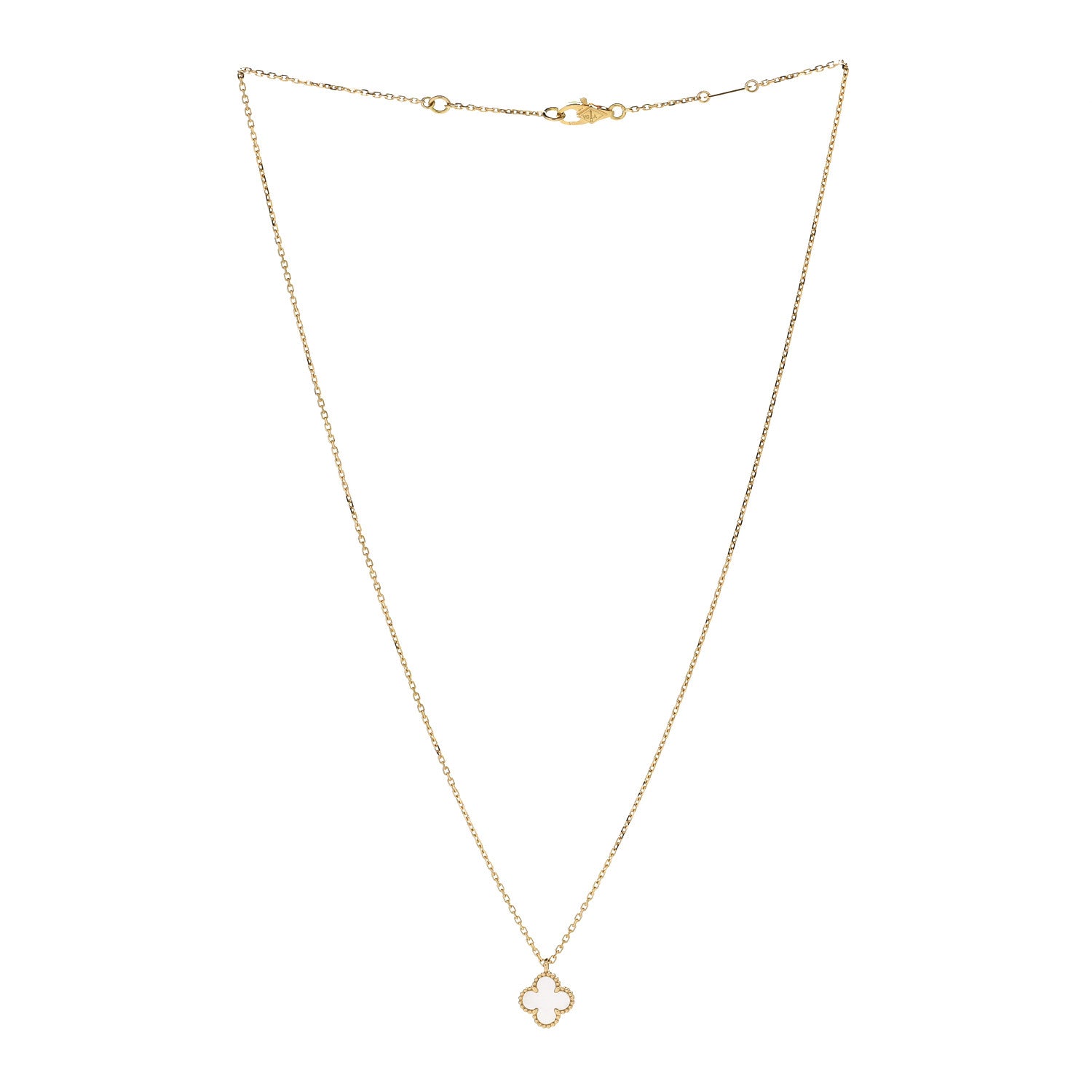 Van Cleef & Arpels 18K Yellow Gold Mother of Pearl Sweet Alhambra Pendant Necklace 3 of 7
