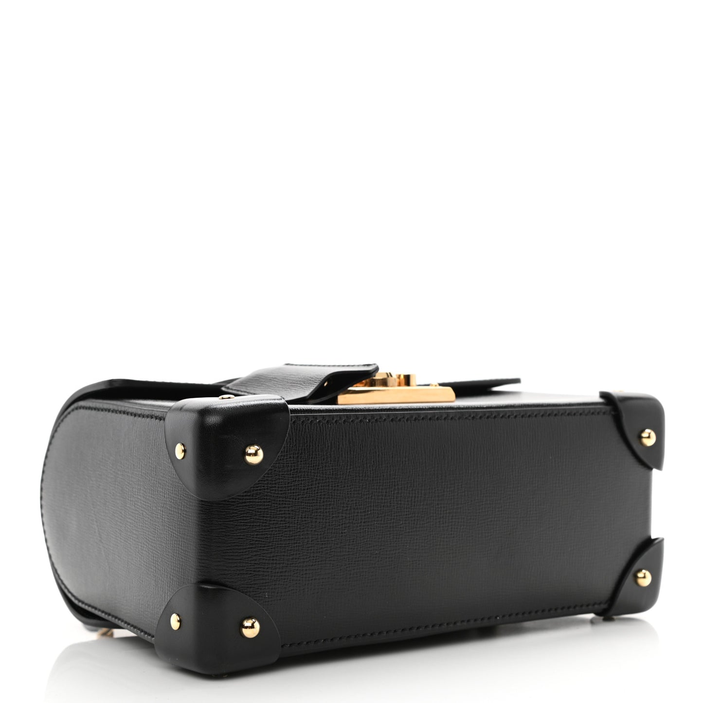 Calfskin Small Padlock Bamboo Shoulder Bag Black