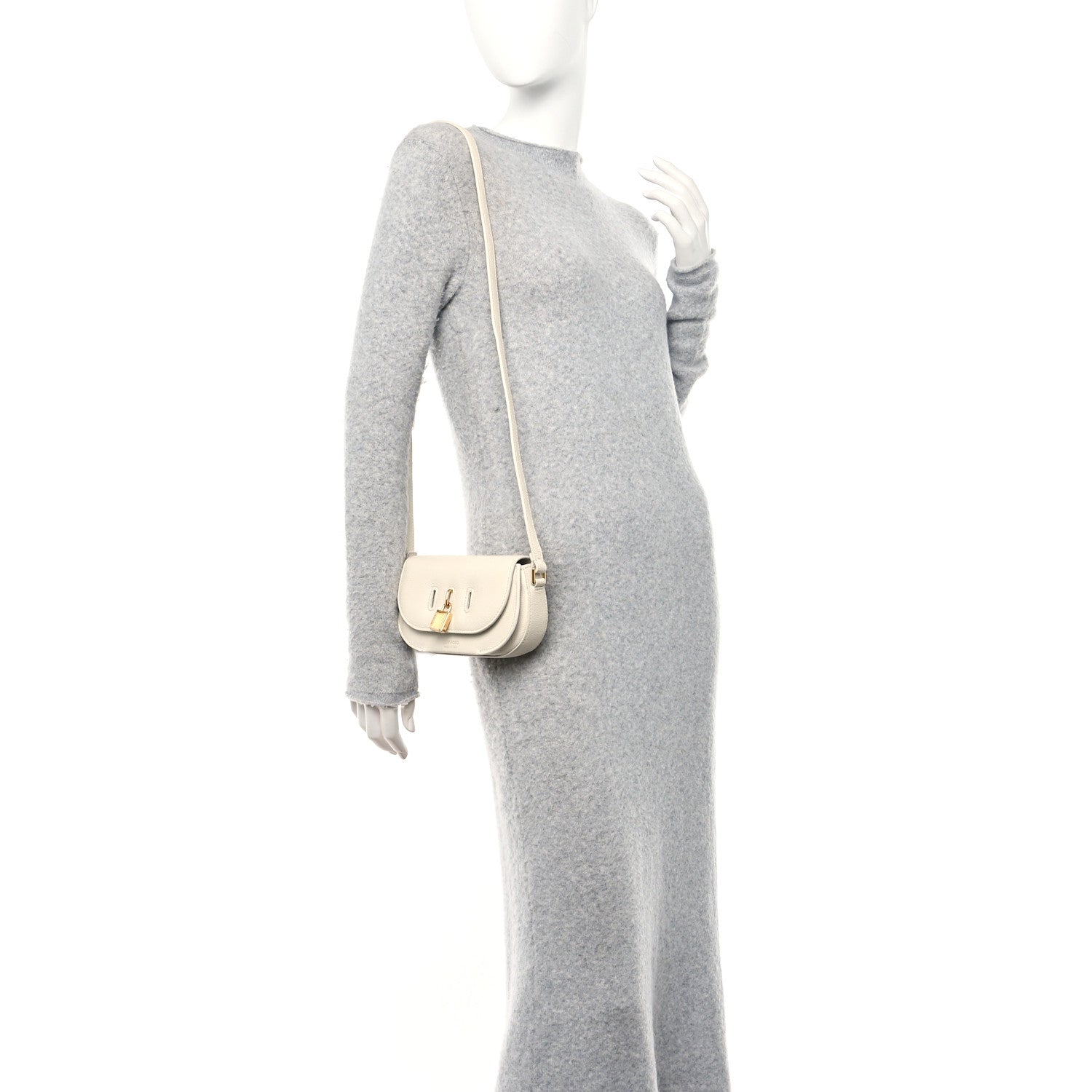 Tom Ford Grained Calfskin Padlock Crossbody Bag Chalk 2 of 10