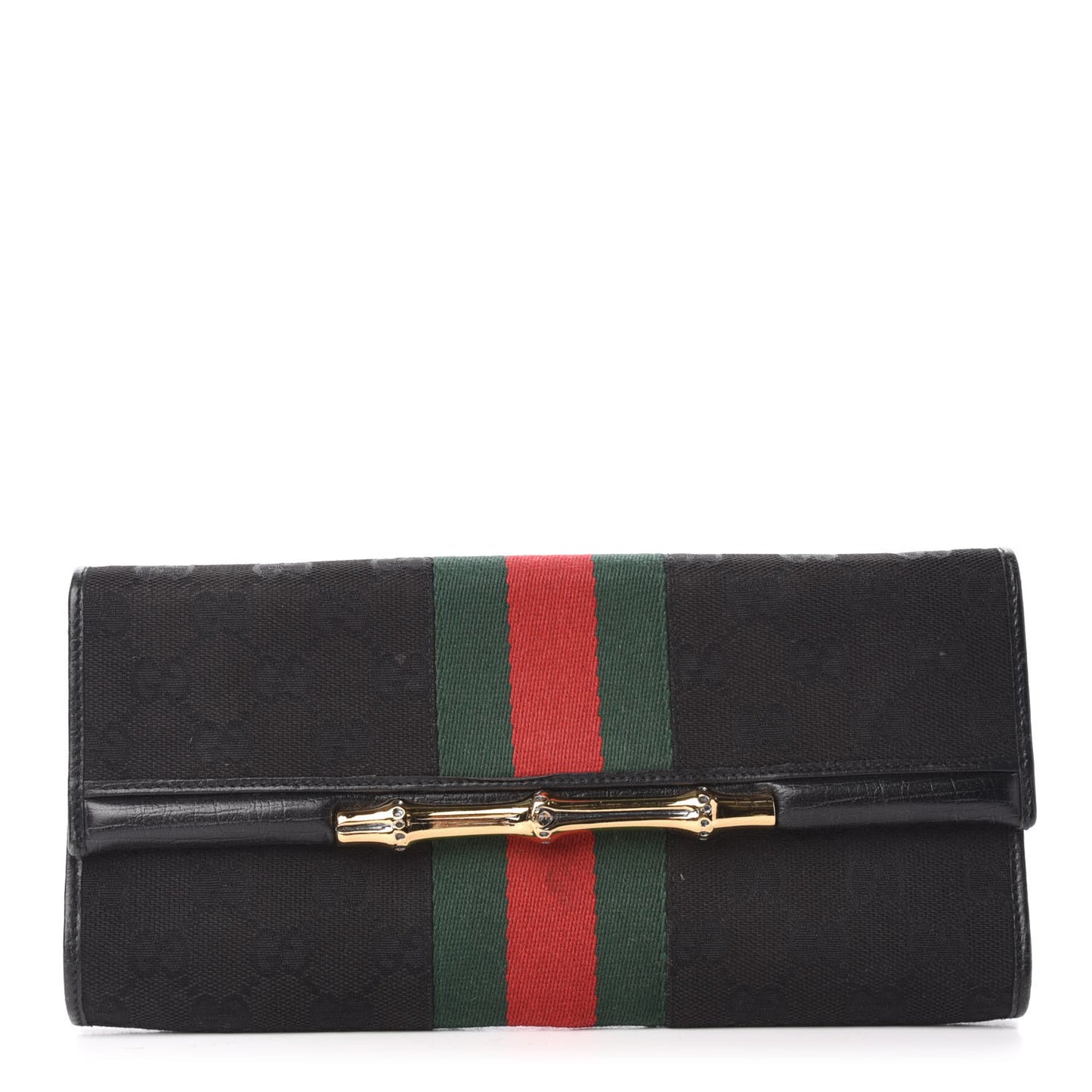Monogram Bamboo Web Clutch Black