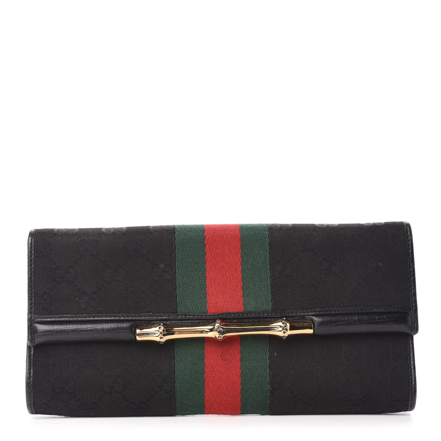 Gucci Monogram Bamboo Web Clutch Black 1 of 6