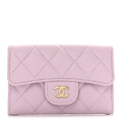 Chanel Caviar Quilted Flap Card Holder Wallet Light Purple 1 of 9