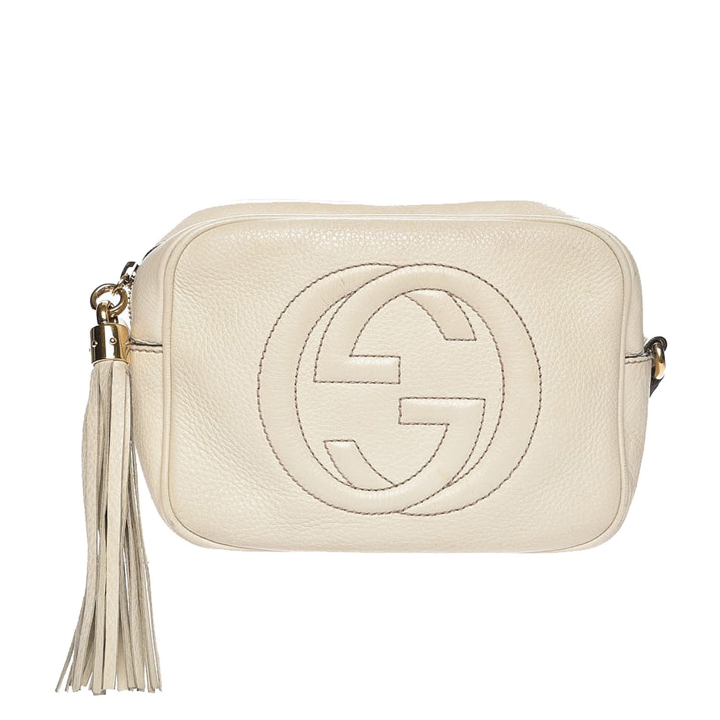 Pebbled Calfskin Small Soho Disco Bag Off White