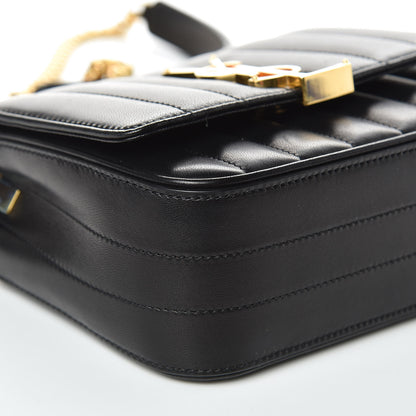 Saint Laurent Lambskin Matelasse Monogram Small Vicky Chain Bag Black 5 of 11
