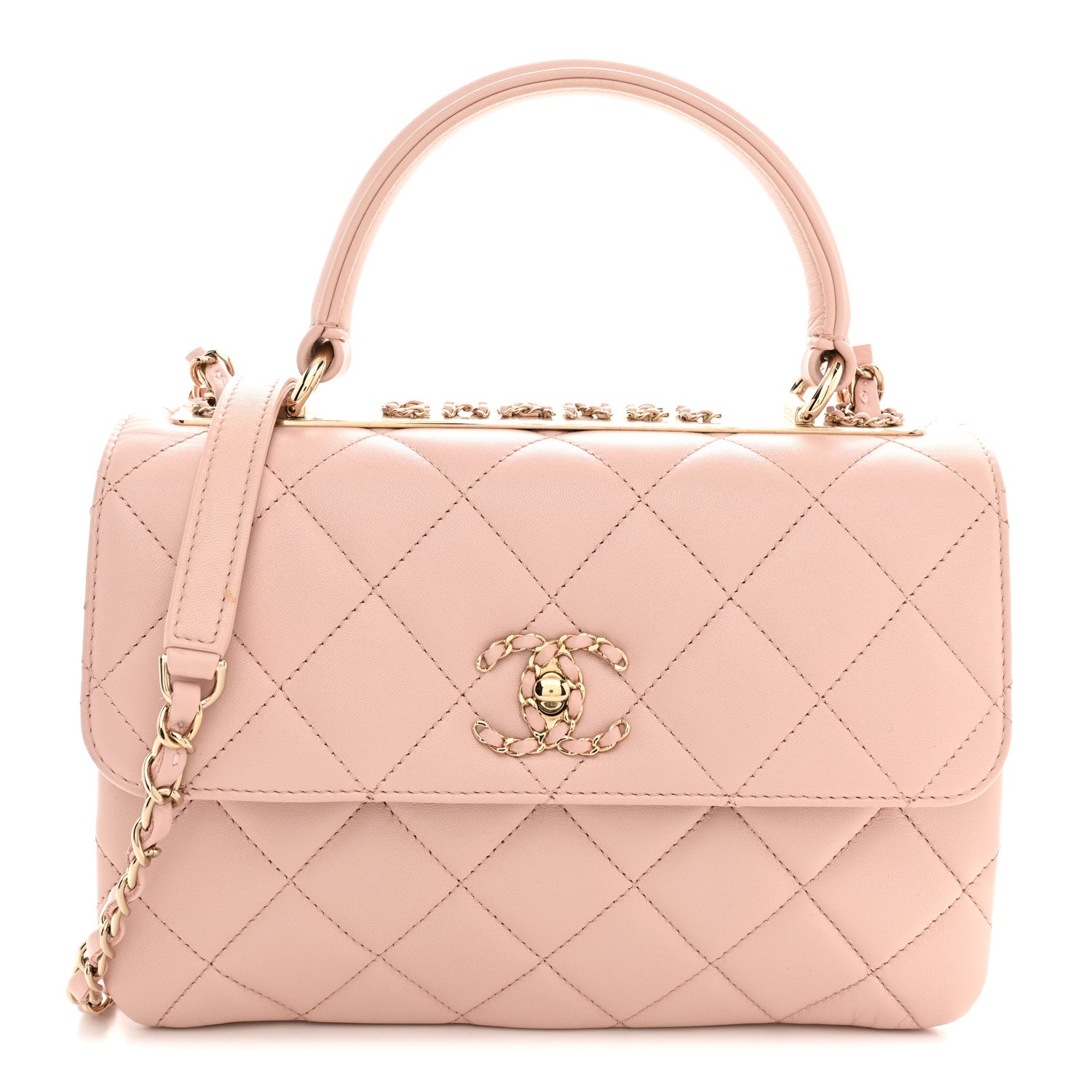 Chanel Lambskin Quilted Small Trendy CC Dual Handle Flap Bag Light Beige Light Pink 1 of 14