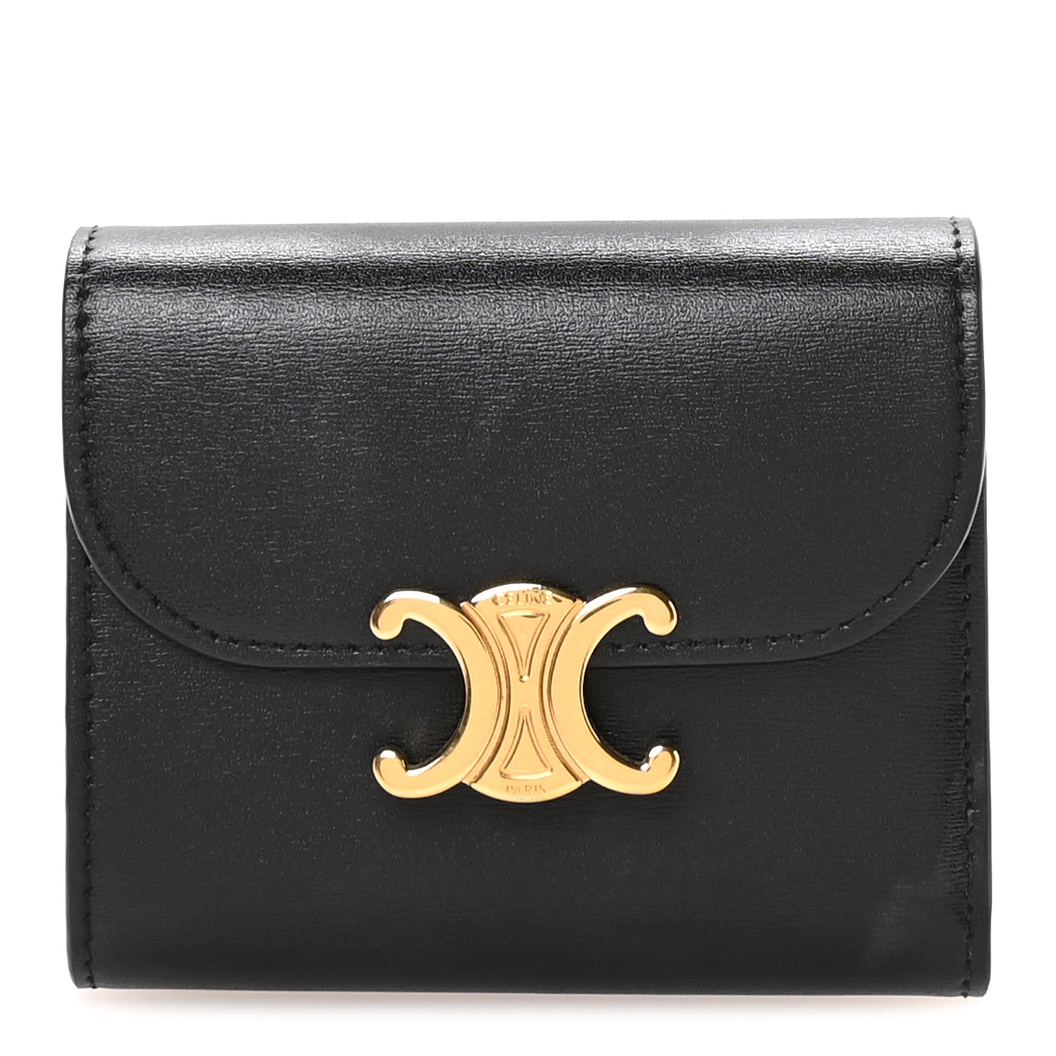 Celine Shiny Calfskin Small Triomphe Wallet Black 1 of 8