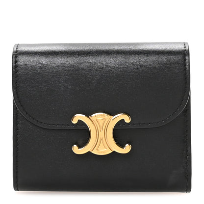 Celine Shiny Calfskin Small Triomphe Wallet Black 1 of 8