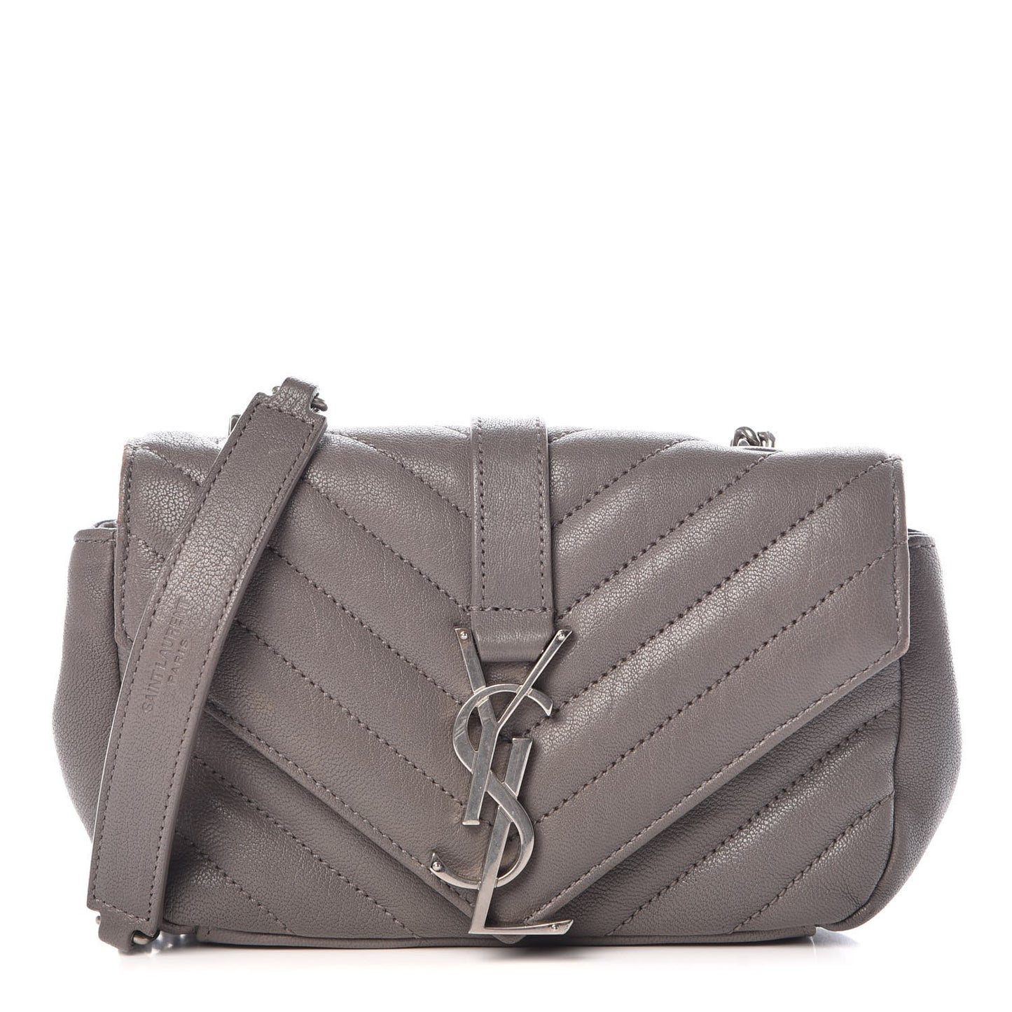 Sheepskin Matelasse Chevron Monogram Classic Baby Chain Bag Fog