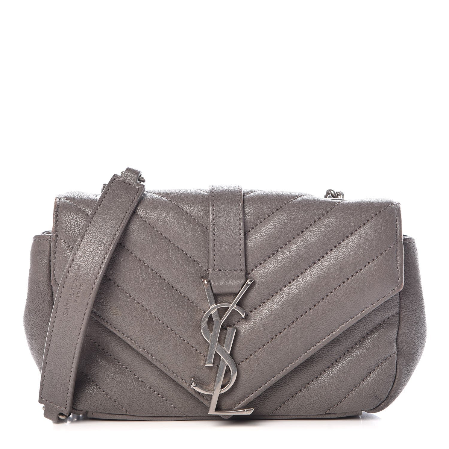 Saint Laurent Sheepskin Matelasse Chevron Monogram Classic Baby Chain Bag Fog 1 of 9