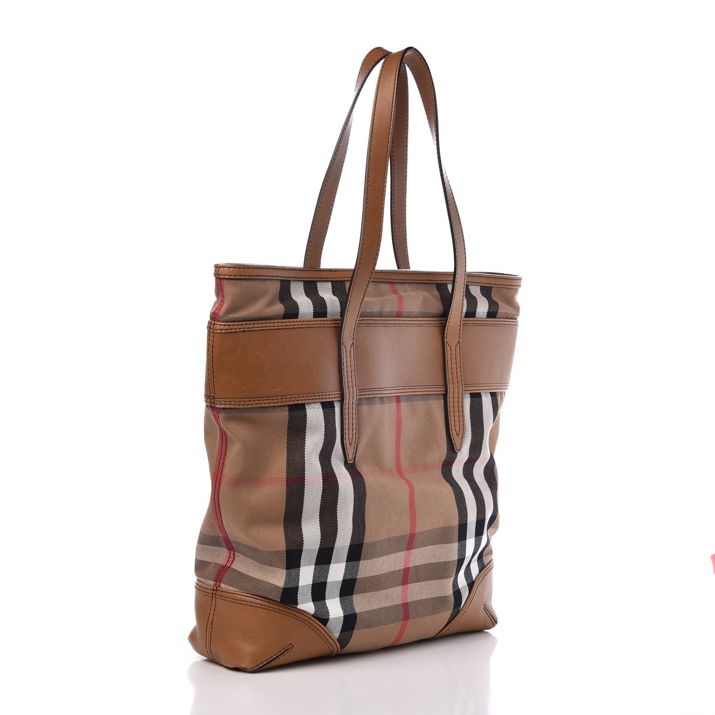 Vintage Leather House Check Webbing Medium Marlow Tote Camel