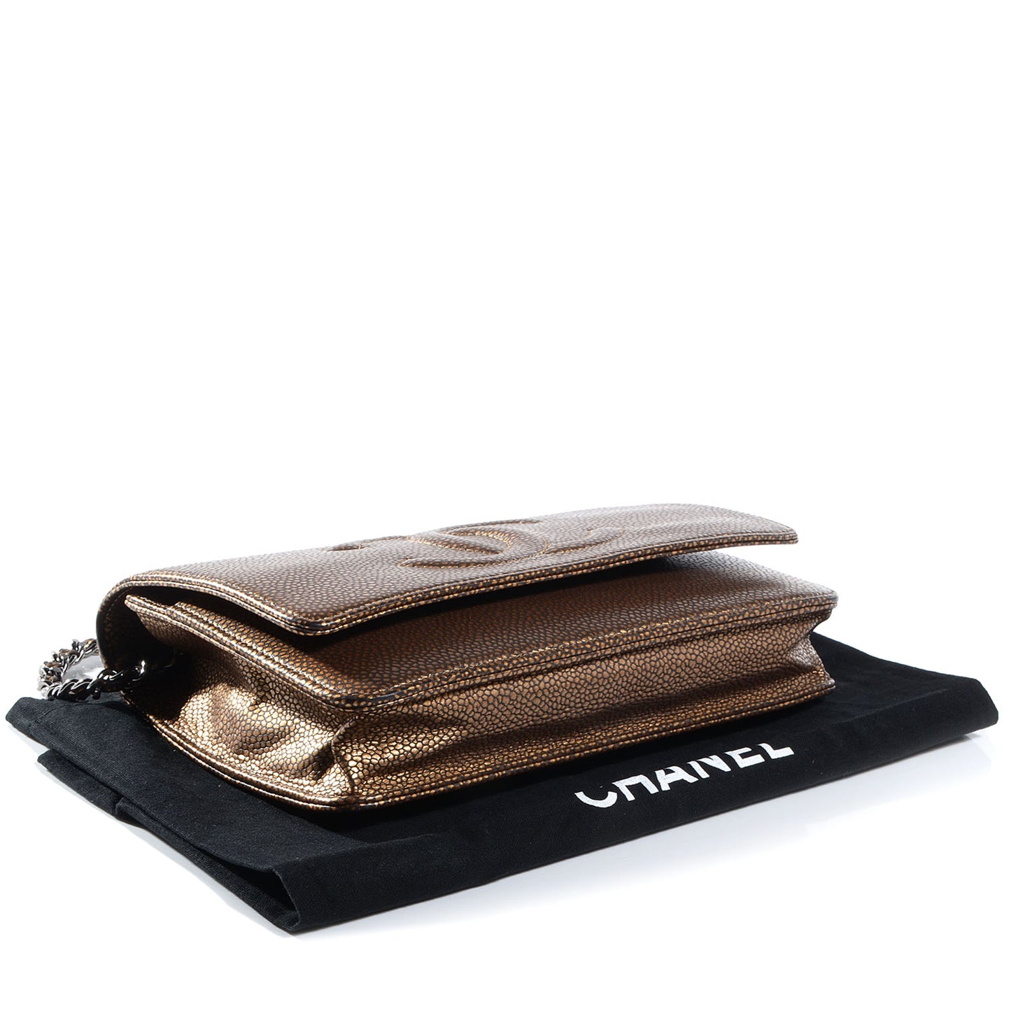 Metallic Caviar Timeless CC Wallet on Chain WOC Bronze