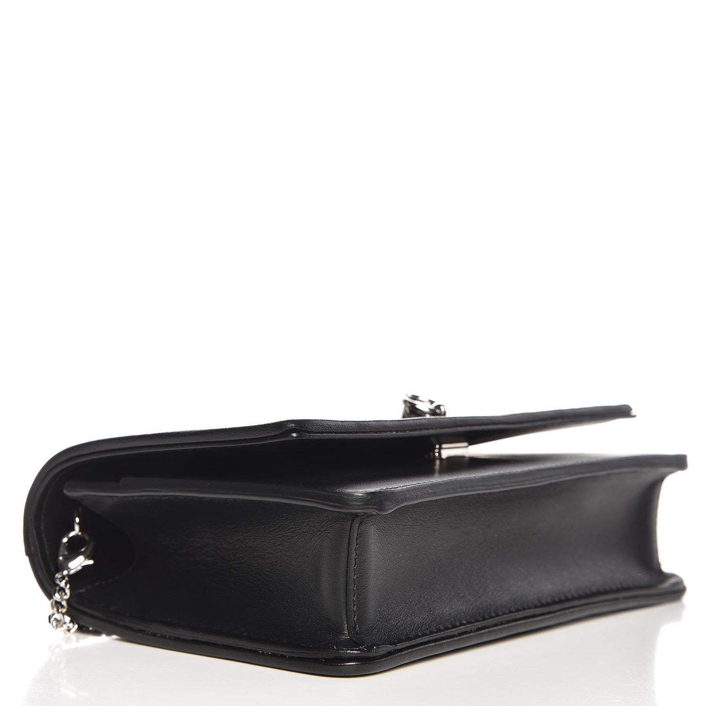 Shiny Nappa Trapuntata Dotcom Tube Wallet On Chain Black