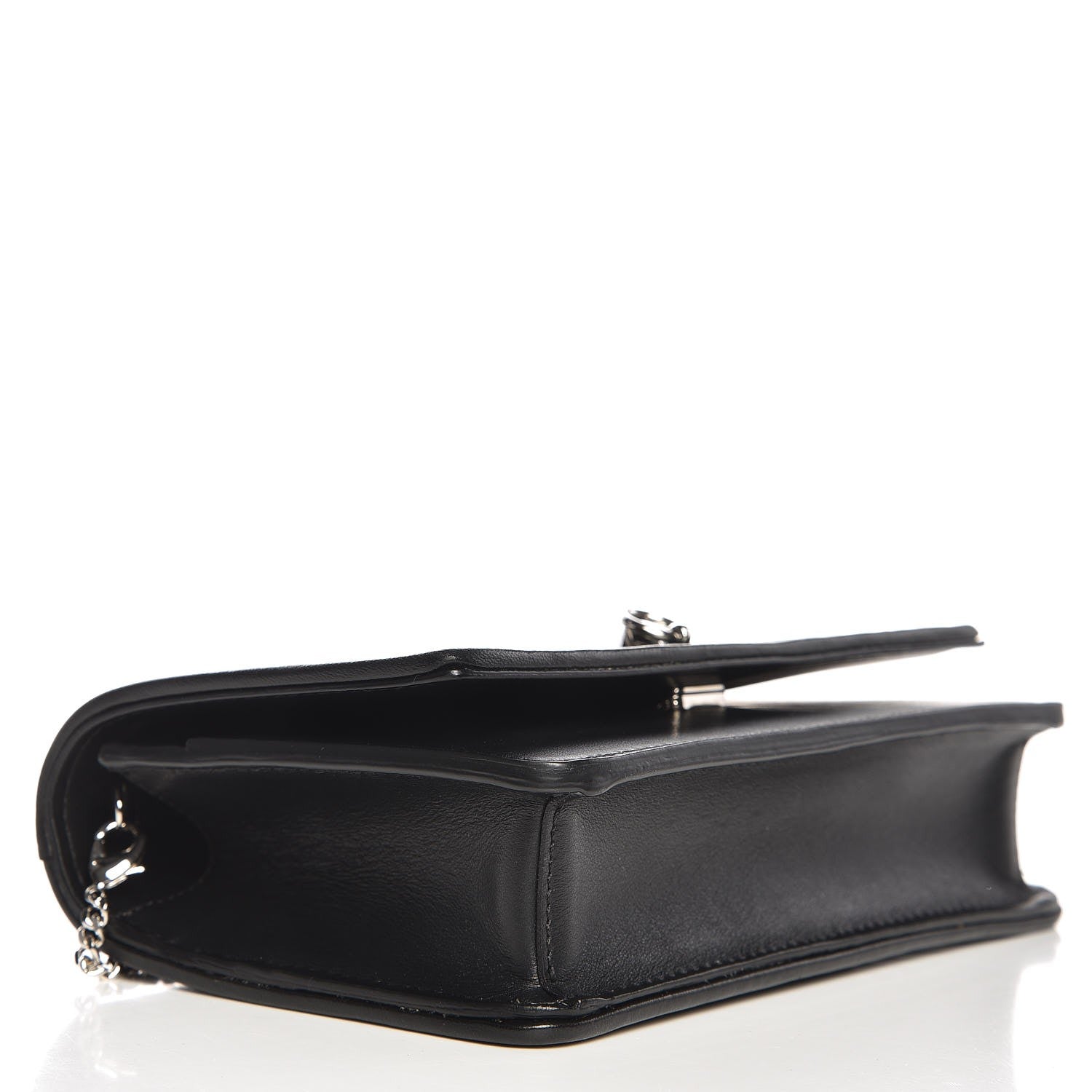 Fendi Shiny Nappa Trapuntata Dotcom Tube Wallet On Chain Black 4 of 6