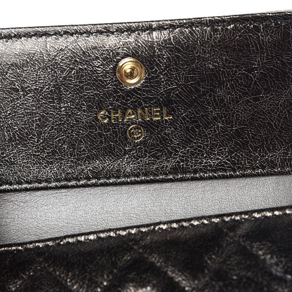 Chanel Cracked Metallic Calfskin Quilted Compact Boy Wallet Black 6 of 9