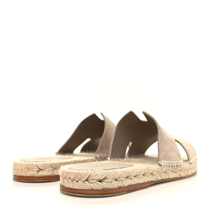 Hermes Suede Goatskin Mens Antigua Espadrille Sandals 41 Beige Sable 4 of 9