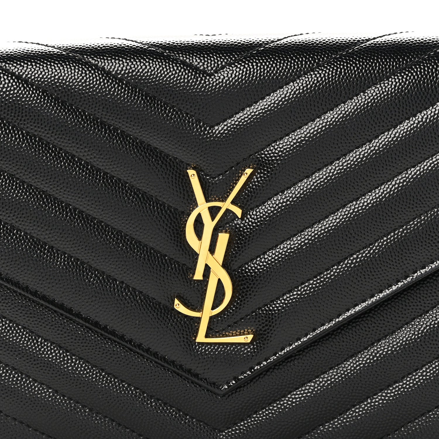 Saint Laurent Grain De Poudre Matelasse Chevron Monogram Envelope Clutch Black 7 of 10
