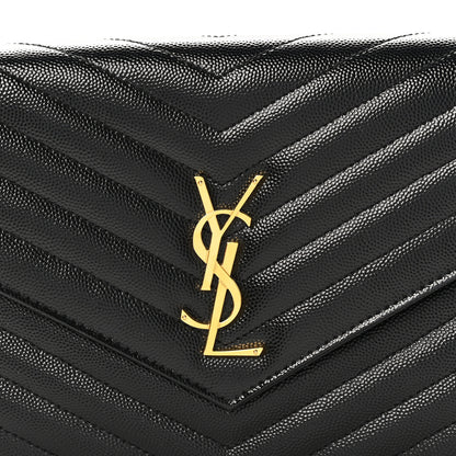 Saint Laurent Grain De Poudre Matelasse Chevron Monogram Envelope Clutch Black 7 of 10