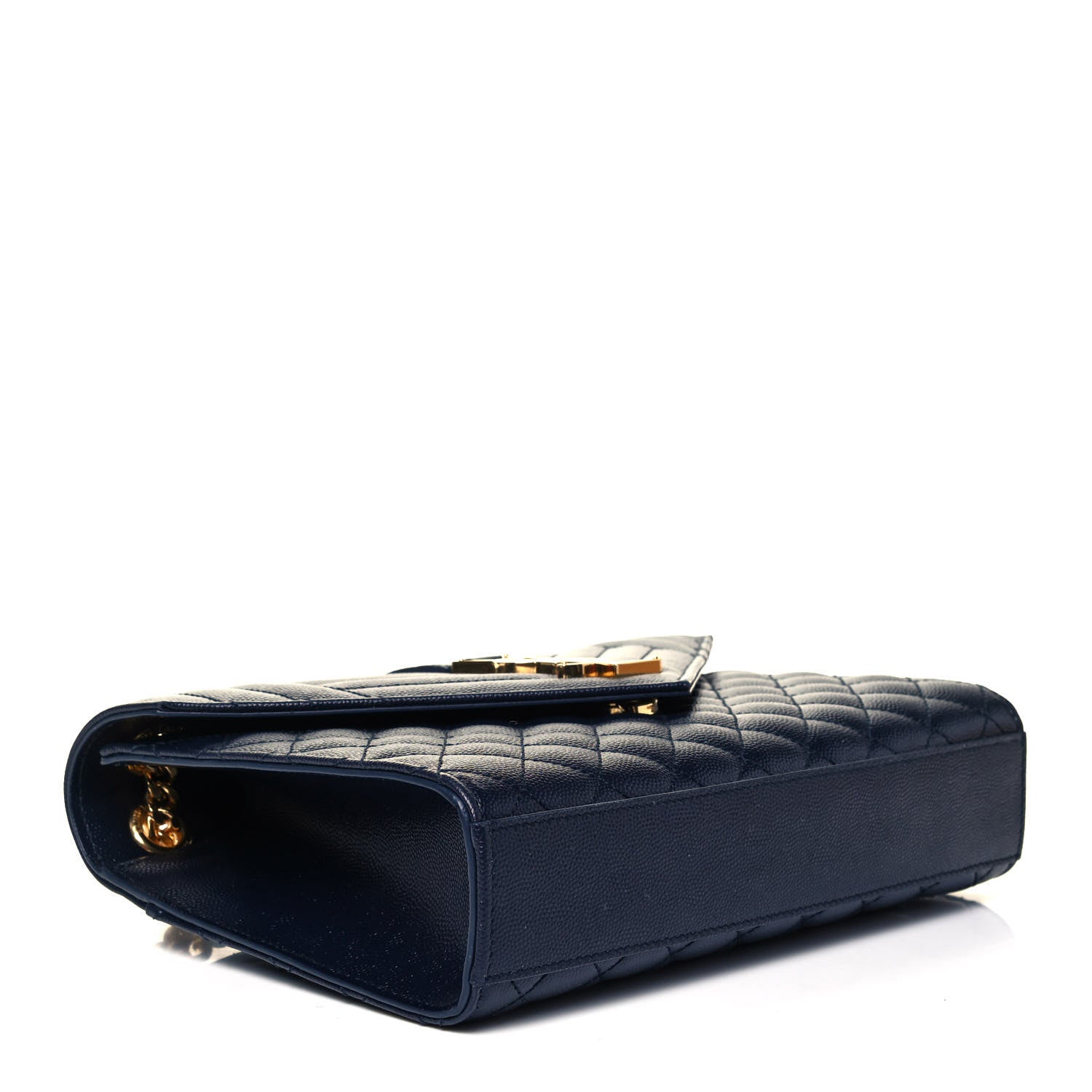 Saint Laurent Grain De Poudre Textured Mixed Matelasse Triquilt Medium Monogram Satchel Deep Marine 3 of 7