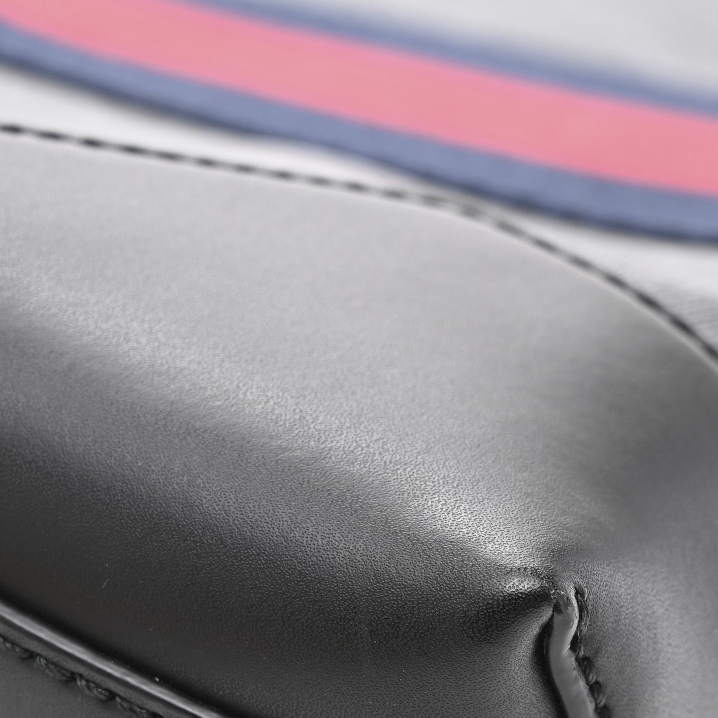 GG Supreme Monogram Calfskin Web Flat Wristlet Black Grey