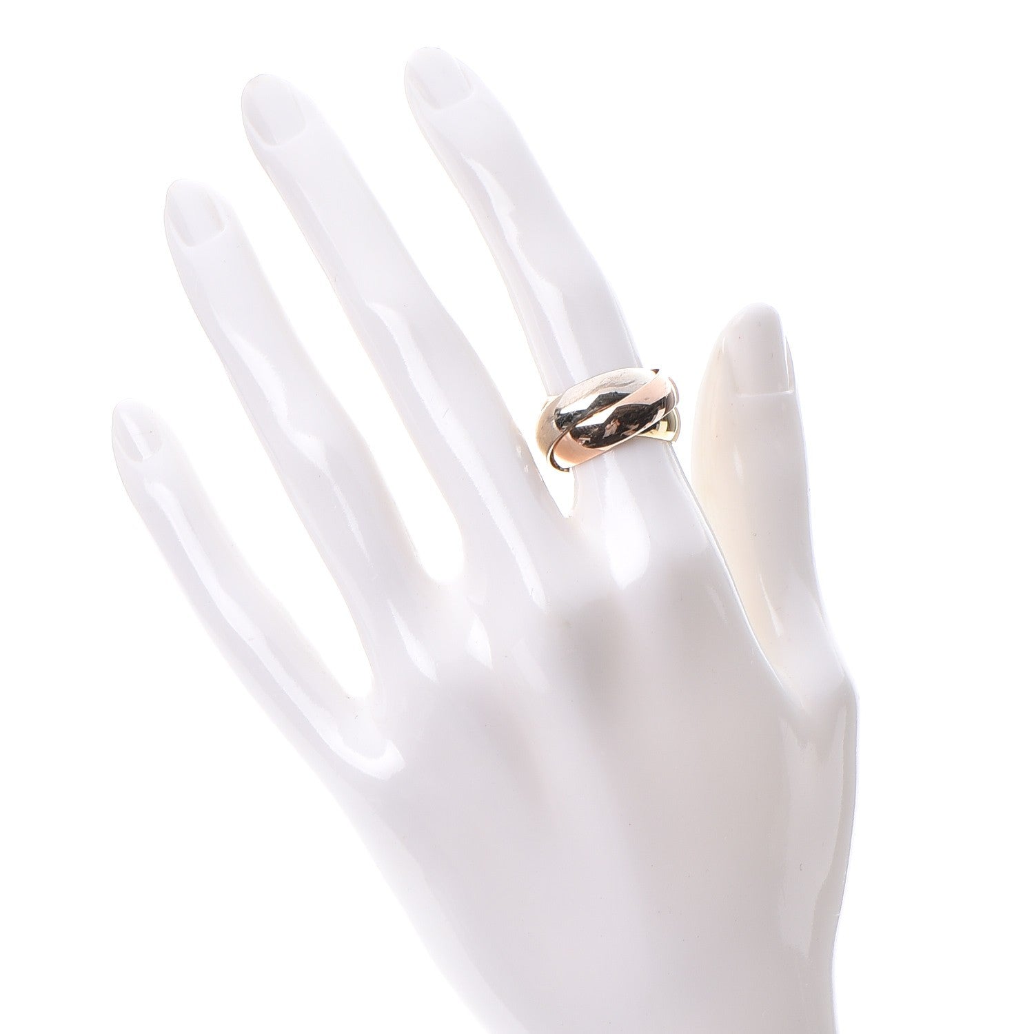 Cartier 18K Pink Yellow White Gold Large Trinity Ring 49 4.75 2 of 10
