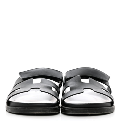 Hermes Calfskin Womens Chypre Sandals 40 Black 2 of 11