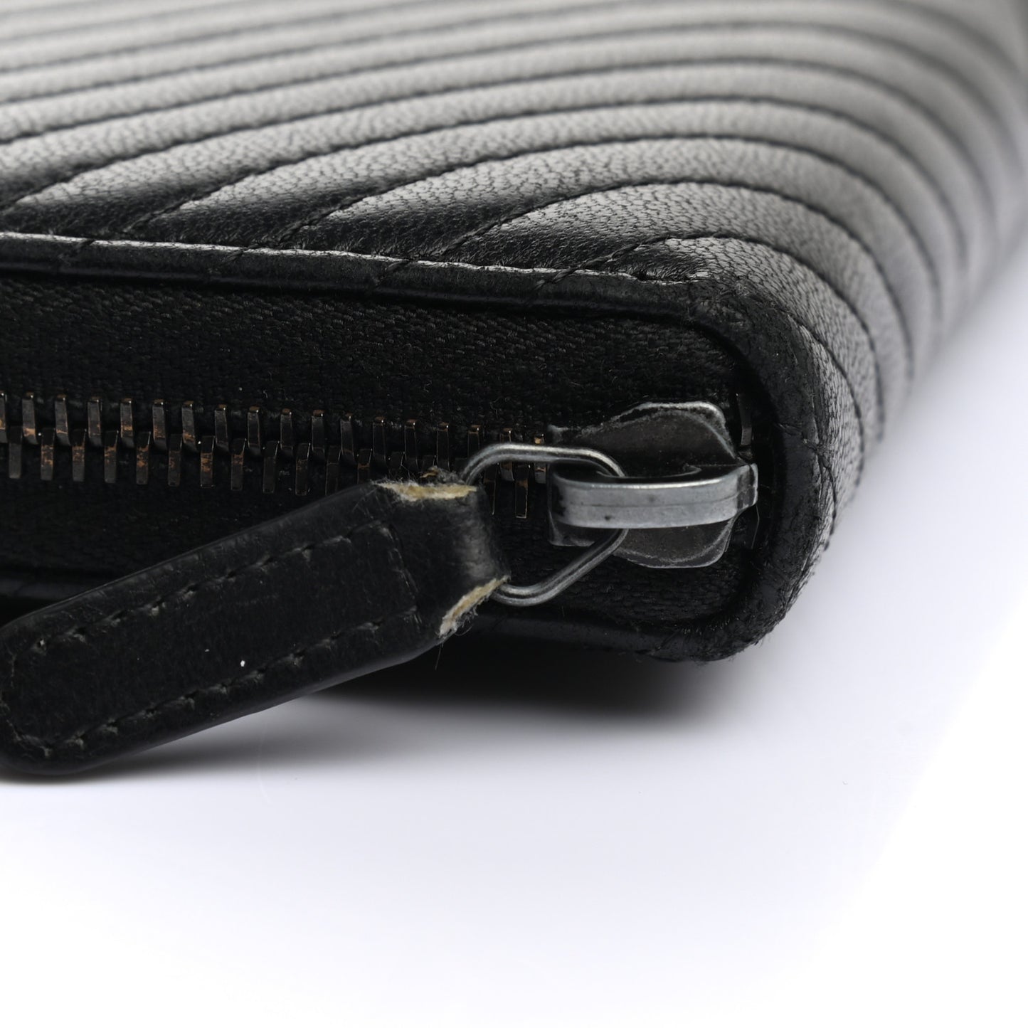 Lambskin Chevron Quilted Zip Around Wallet So Black