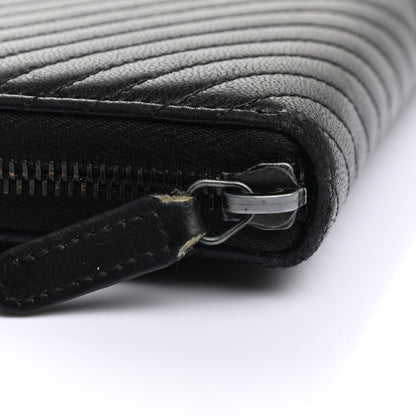Chanel Lambskin Chevron Quilted Zip Around Wallet So Black 9 of 9