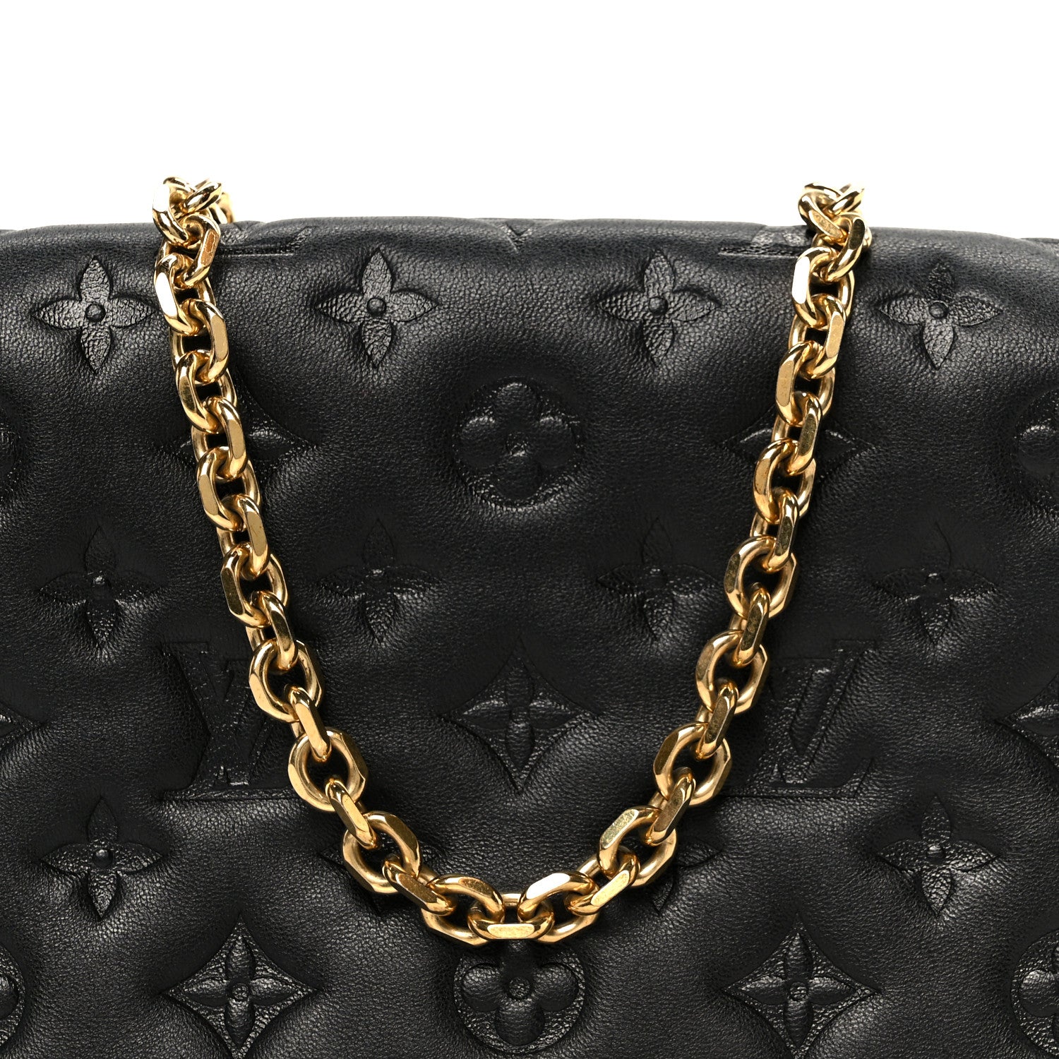 Louis Vuitton Lambskin Embossed Monogram Pochette Coussin Black 9 of 11