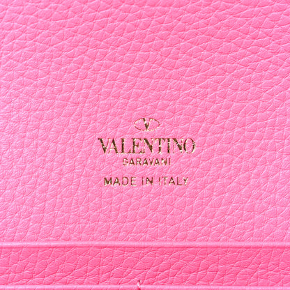 Valentino Garavani Pebbled Calfskin Rockstud Flip Lock Wallet On Chain Feminine Pink 6 of 8