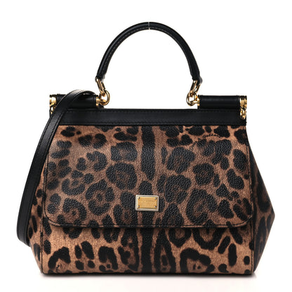 Dolce & Gabbana Dauphine Leopard Print Mini Miss Sicily Satchel Black 1 of 8