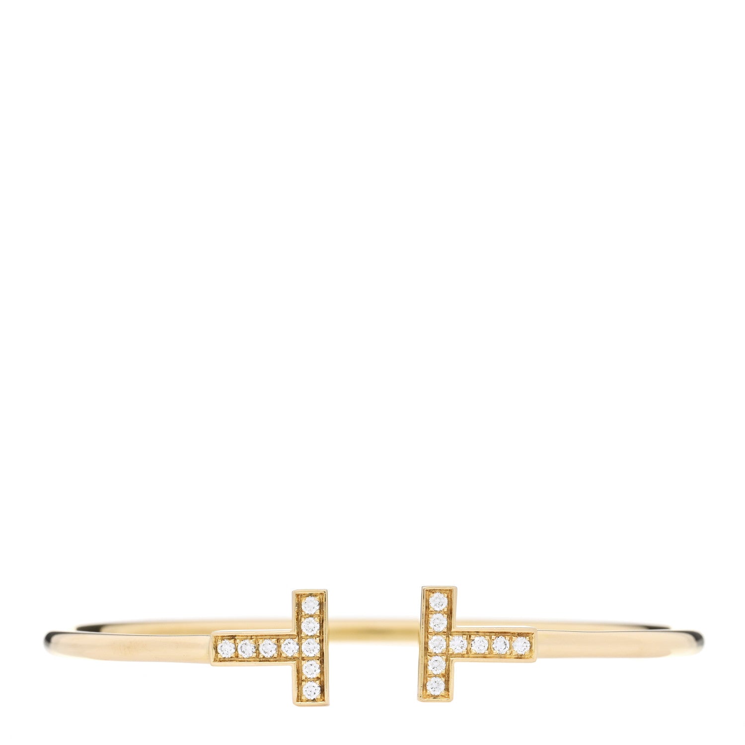 Tiffany 18K Yellow Gold Diamond T Wire Bracelet 1 of 3