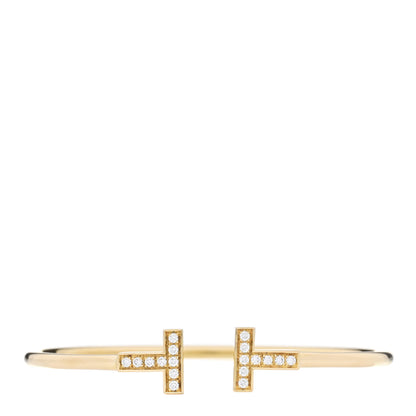 Tiffany 18K Yellow Gold Diamond T Wire Bracelet 1 of 3