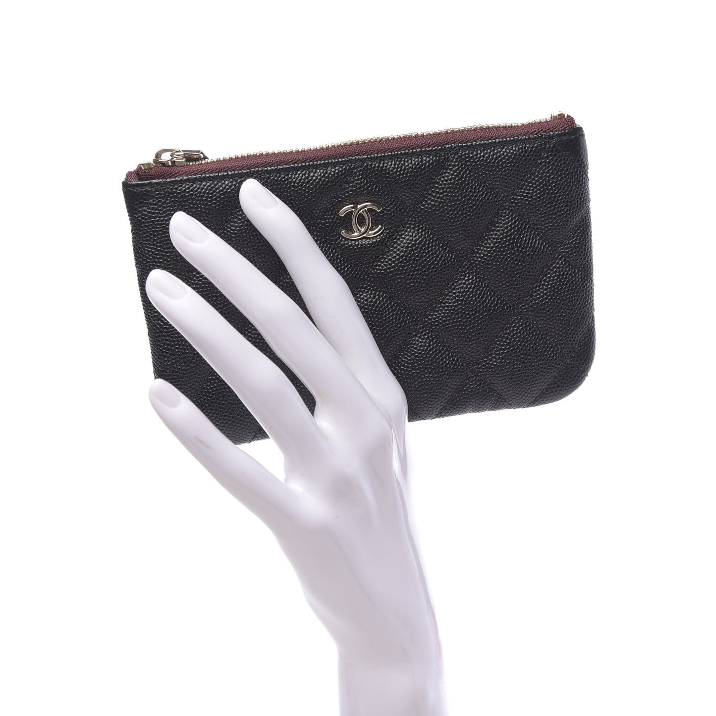 Caviar Quilted Small Cosmetic Case Black