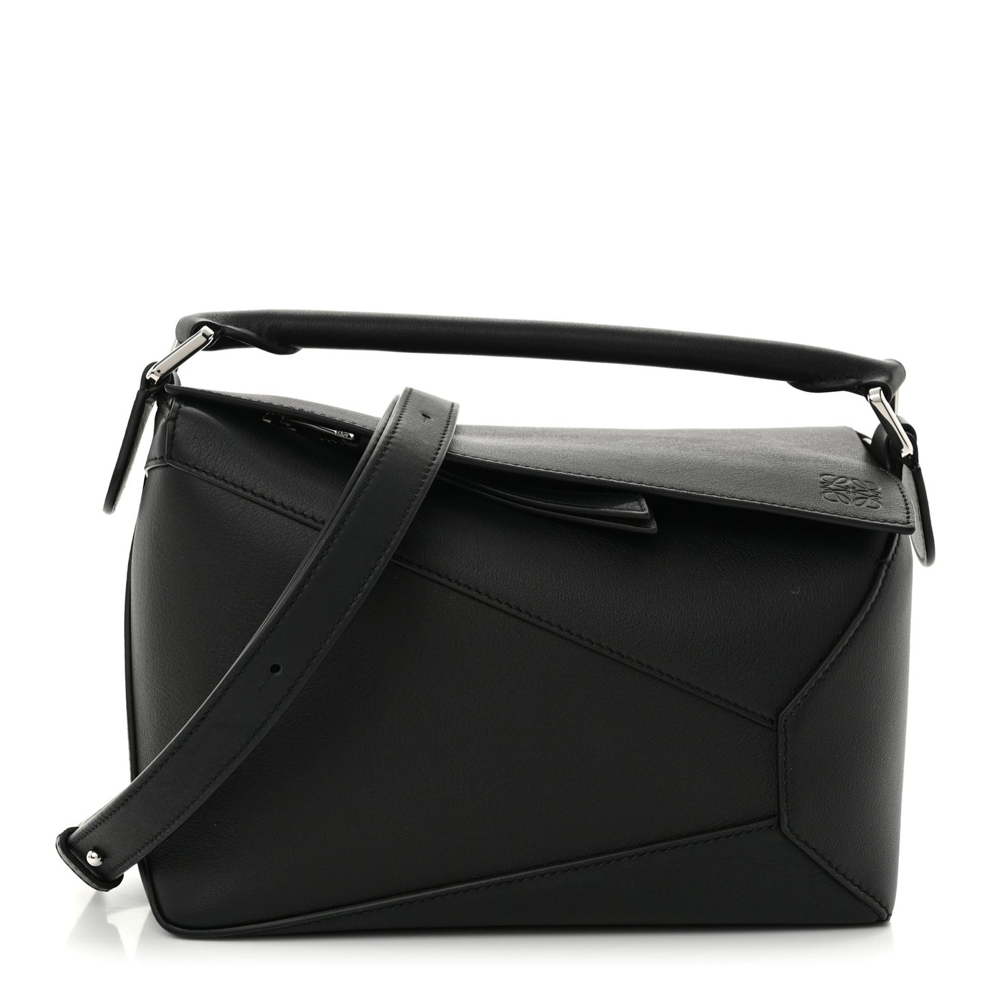 Calfskin Small Puzzle Edge Bag Black
