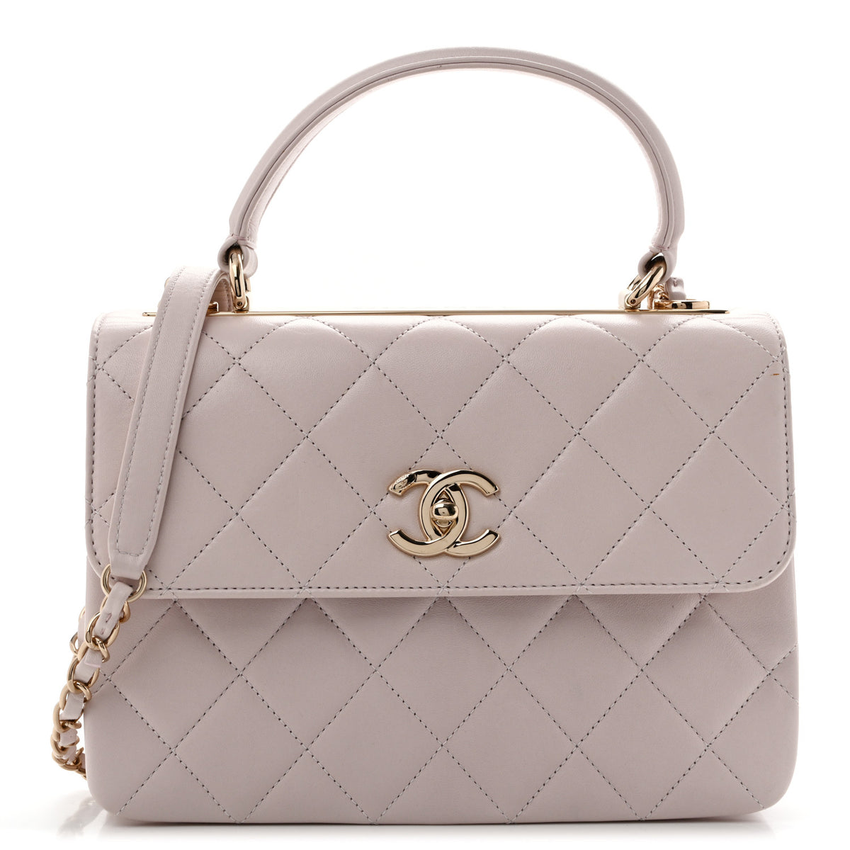 Lambskin Quilted Small Trendy CC Dual Handle Flap Bag Light Purple