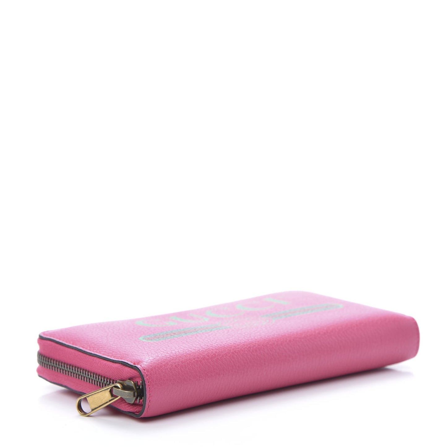 Grained Calfskin Logo Zip Around Wallet Box Pink Green