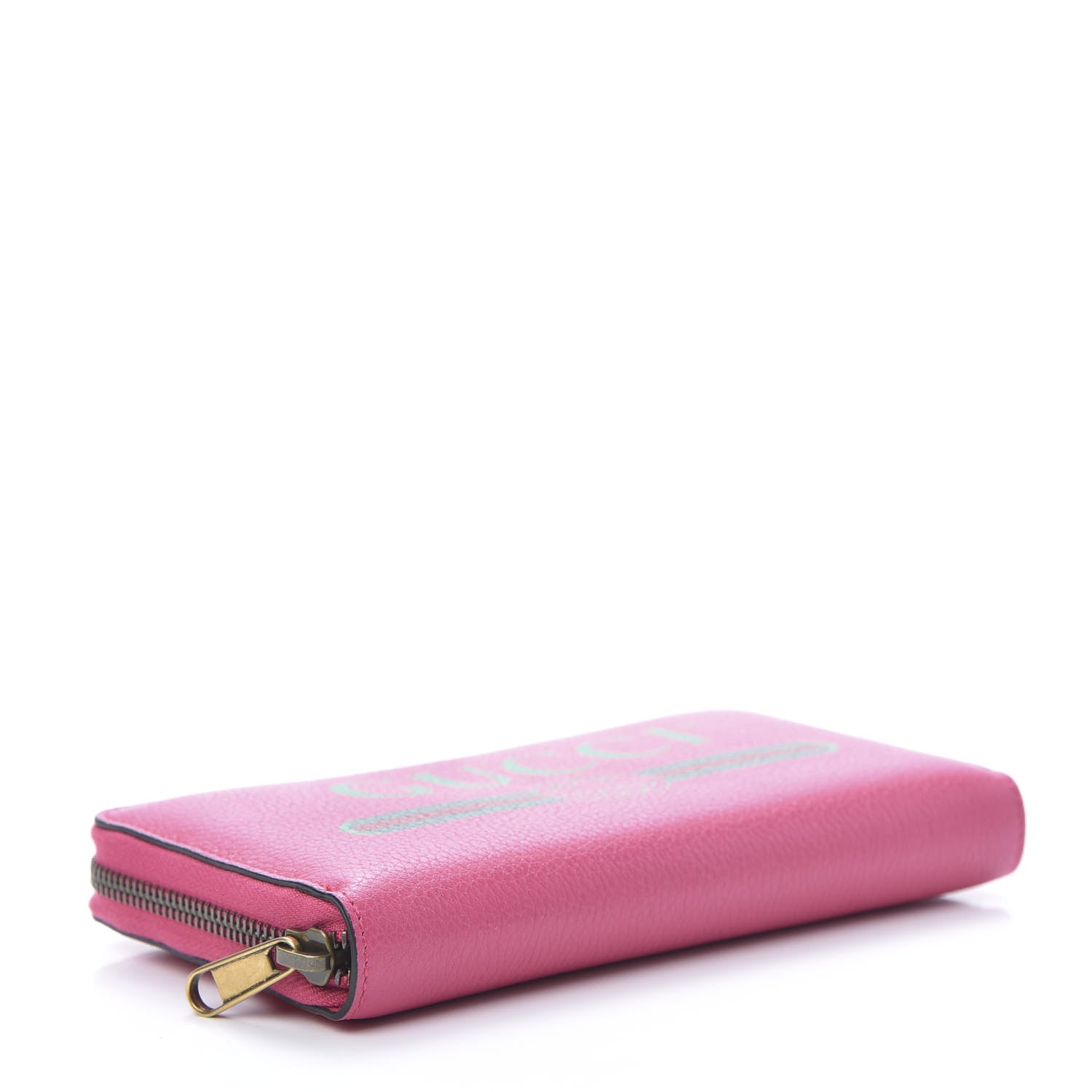Gucci Grained Calfskin Logo Zip Around Wallet Box Pink Green 4 of 8
