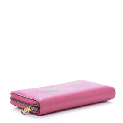 Gucci Grained Calfskin Logo Zip Around Wallet Box Pink Green 4 of 8