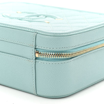 Chanel Caviar Quilted Medium CC Filigree Vanity Case Light Blue 10 of 11