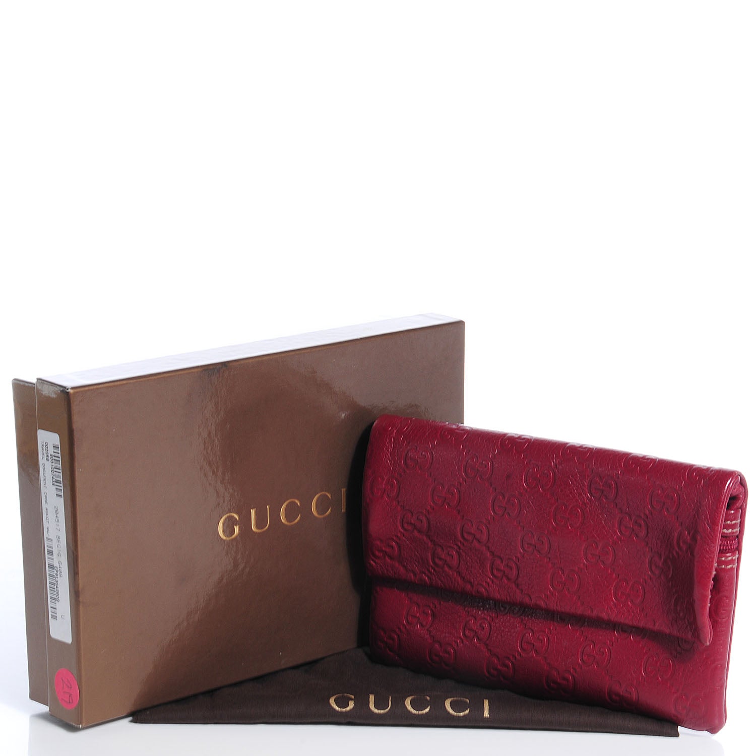 Gucci Guccissima Leather Travel Document Case Raspberry Red 5 of 9