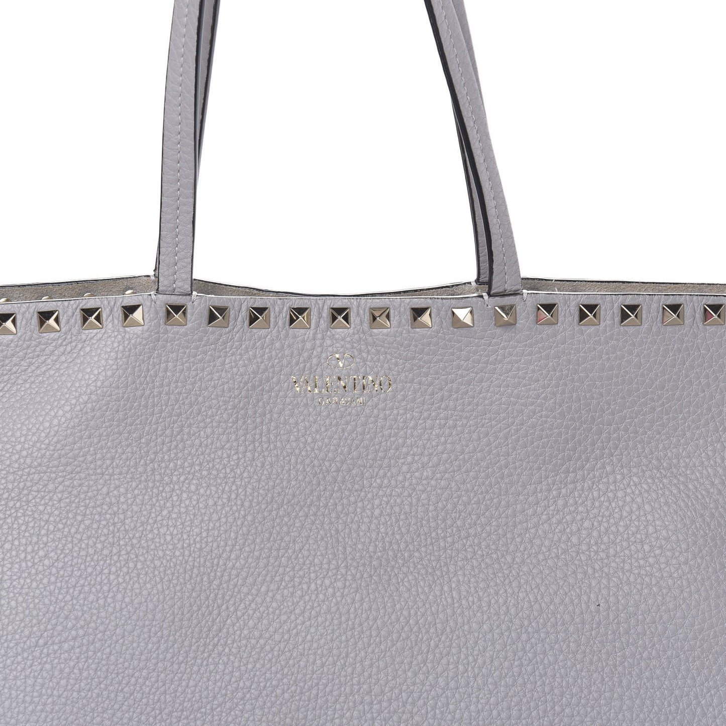 Grained Calfskin Rockstud Shoulder Tote Perla