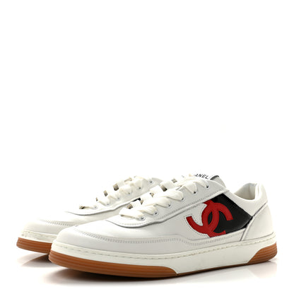 Chanel Calfskin Patent Womens CC Sneakers 40.5 White Black Red 4 of 13