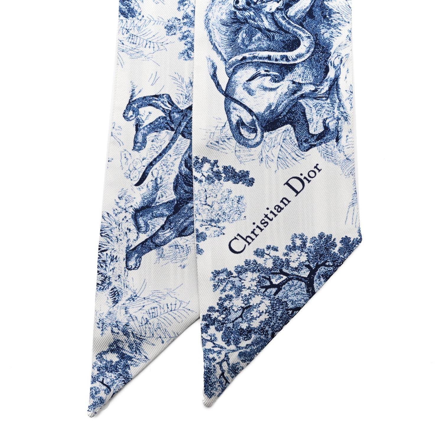 Christian Dior CHRISTIAN DIOR Silk Toile De Jouy Mitzah Scarf Blue 2 of 4