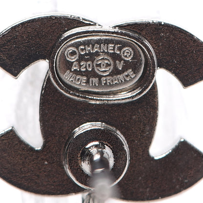 Chanel Crystal Pearl CC Drop Earrings Silver 4 of 5