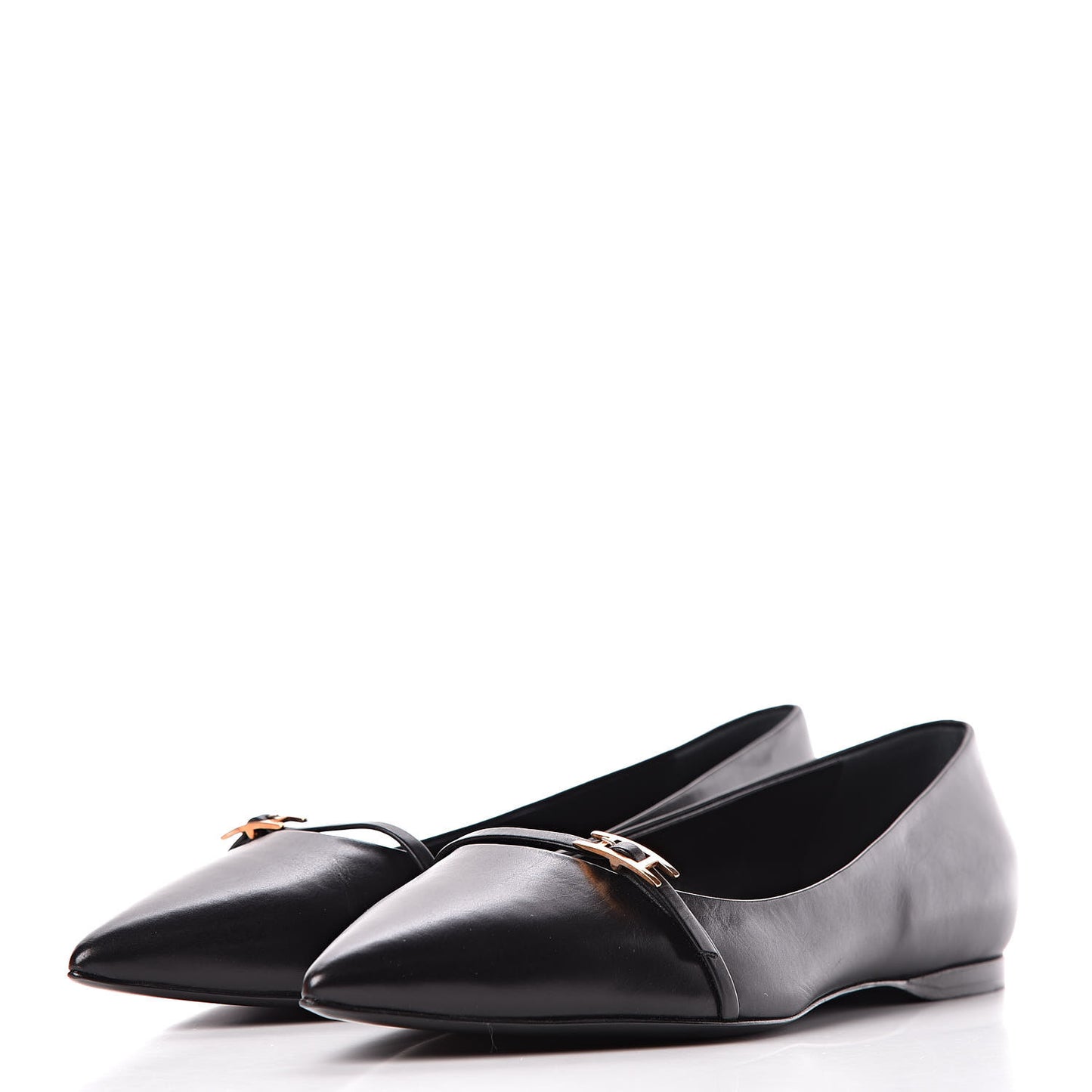 Calfskin Laura Ballerina Flats 39 Black