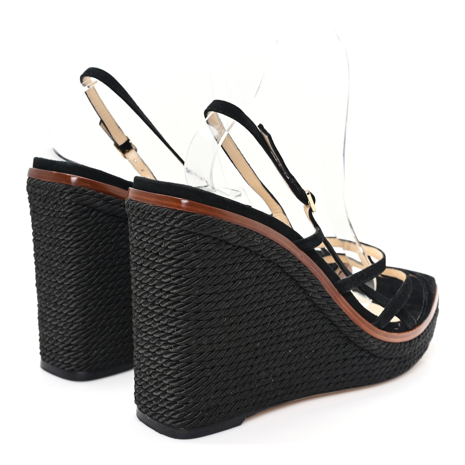 Jimmy Choo Suede Ariela 110 Wedge Sandals 41 Black 5 of 9